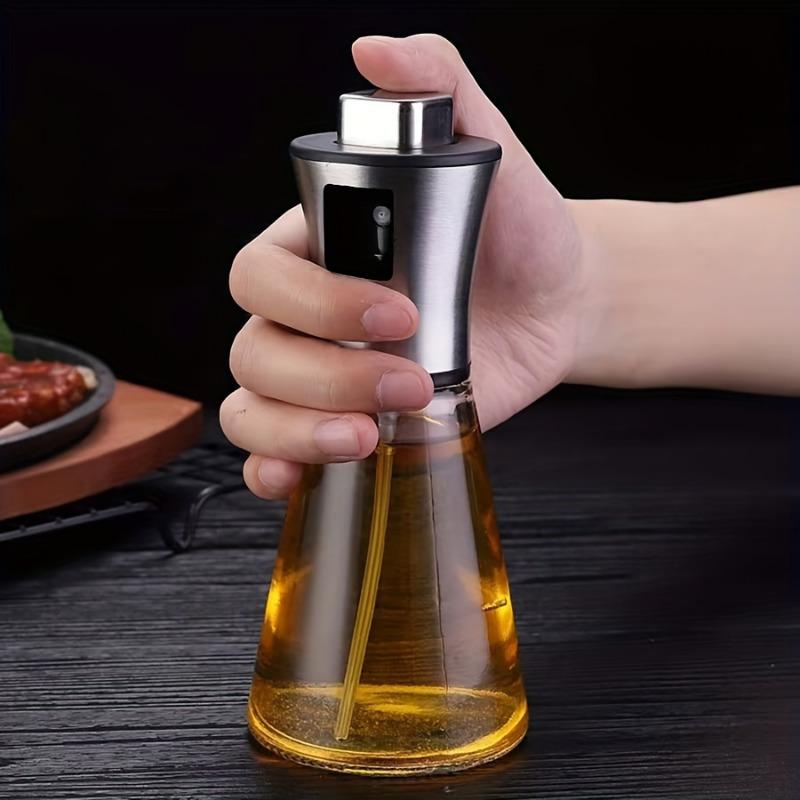 304 Stainless Steel Oil Spray Bottle Household Kitchen Press Type Spray Oil Kettle Barbecue Artifact Oil Spray Bottle Glass Bottle
