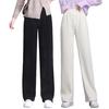 Women Winter Pants Elastic High Waist Straight Wide Leg Velvet Lining Long Pants Solid