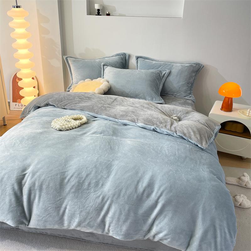 Winter Flannel Duvet Cover Solod Color Soft Warm Quilt Cover Cozy Thick Comforter Cover for Adults Children Queen King Bed Linen
