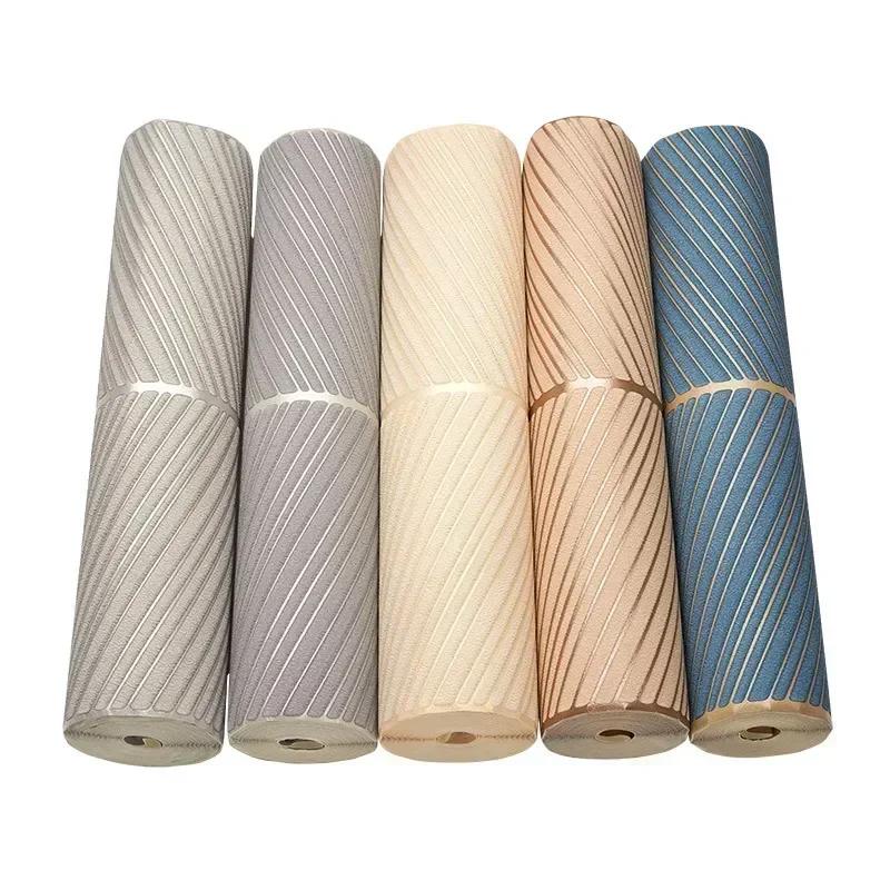 9.5M New Deerskin Velvet Modern Wallpaper 3D High Quality Non Woven Striped Living Room Decoration Wallpapers