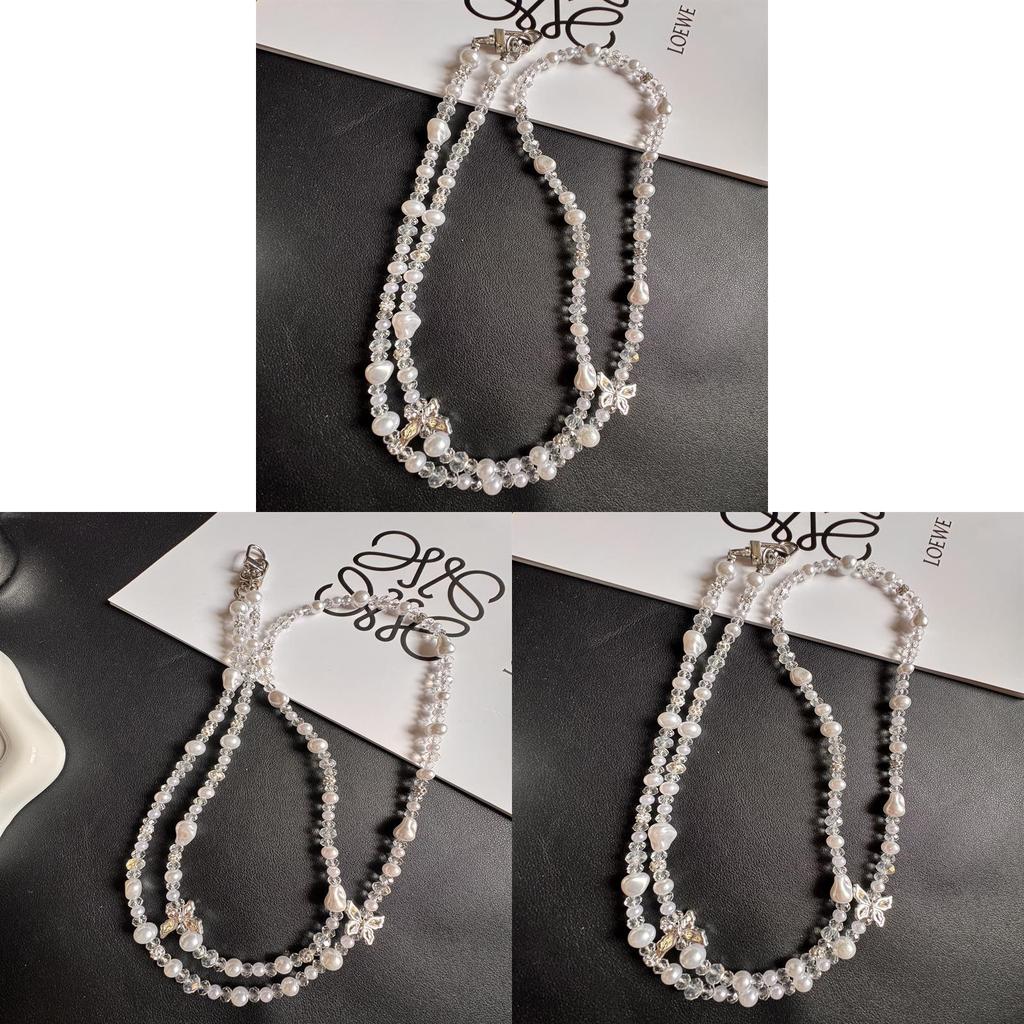 Fashion Pearl Butterfly Phone Lanyard With Pvc Beaded String For Women And Men