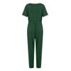 Women’s Sexy Deep V-Neck Short Sleeve Wrap Drawstring Waist Jumpsuit Romper With Pockets