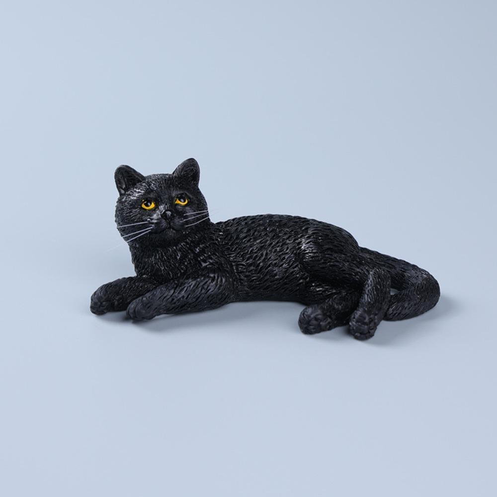 Simulation Cat Pet Model Cartoon Lying Cat Statue Adorable Cat Ornament  Dashboard Figurine