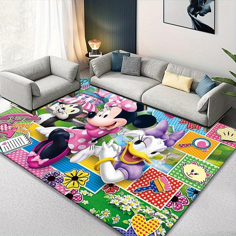 1pc Disney Mickey Mouse and Minnie Pattern Carpet Area Rug Non Slip Carpet Hand Washable Floor Mat Suitable For Living Room Bedroom Home Decor