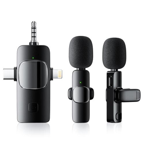 [New In 2025] 3-in-1 Wireless Lavalier Microphone with 360 Sound Collection and Recording, Instant Connection, Audio-Video Sync, Noise Reduction, ASM