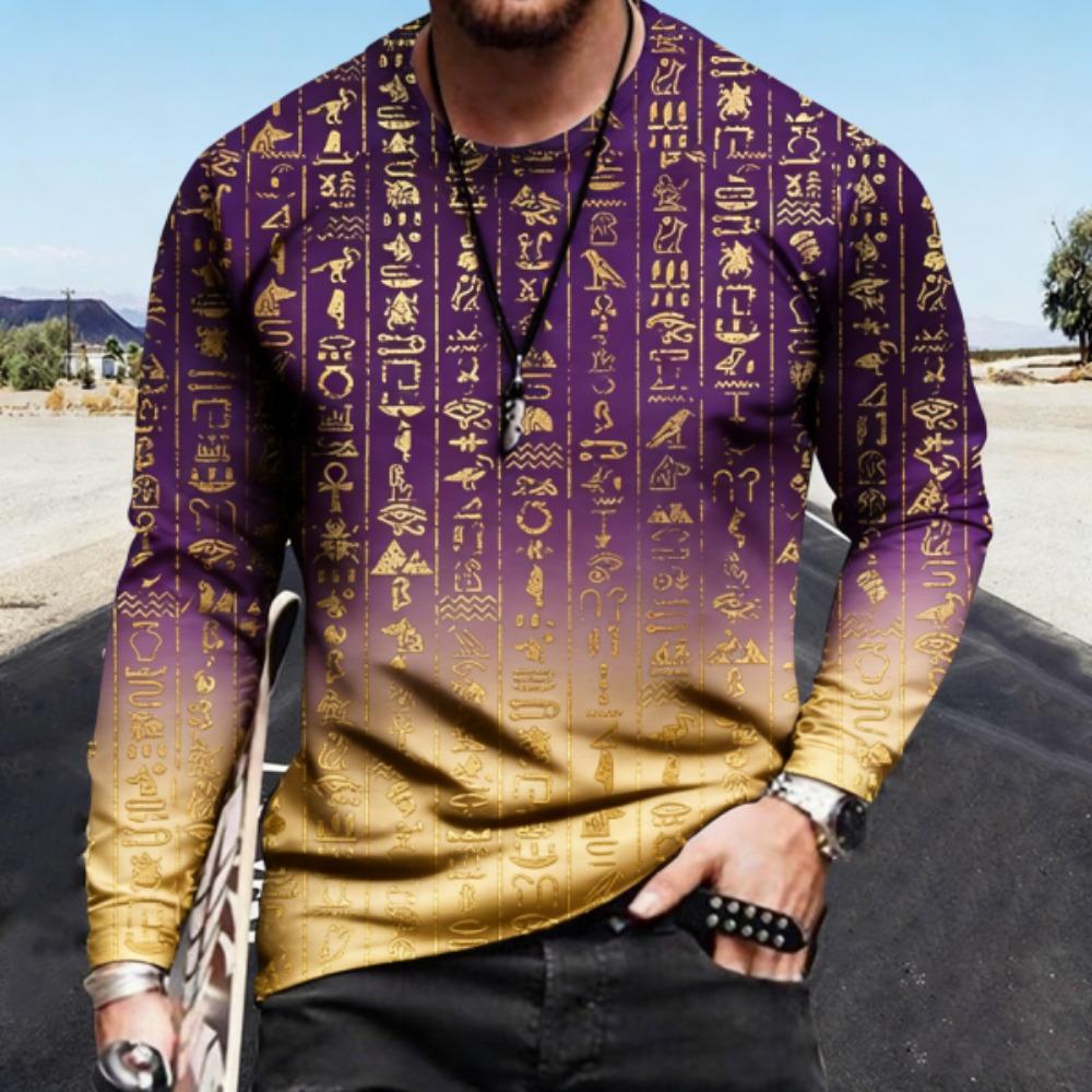 Spring Funny Print Pullover Europe America Fashion Comfortable Men's Long Sleeve T-shirt Outdoor Oversized Tees Top