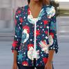 Women's Loose Casual Independence Day Printed Seven Sleeve Button Down Shirt Cardigan Top