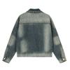 Vintage Washed Denim Jacket With Embellished Beading Loose Fit Unisex Streetwear Short Coat Fall