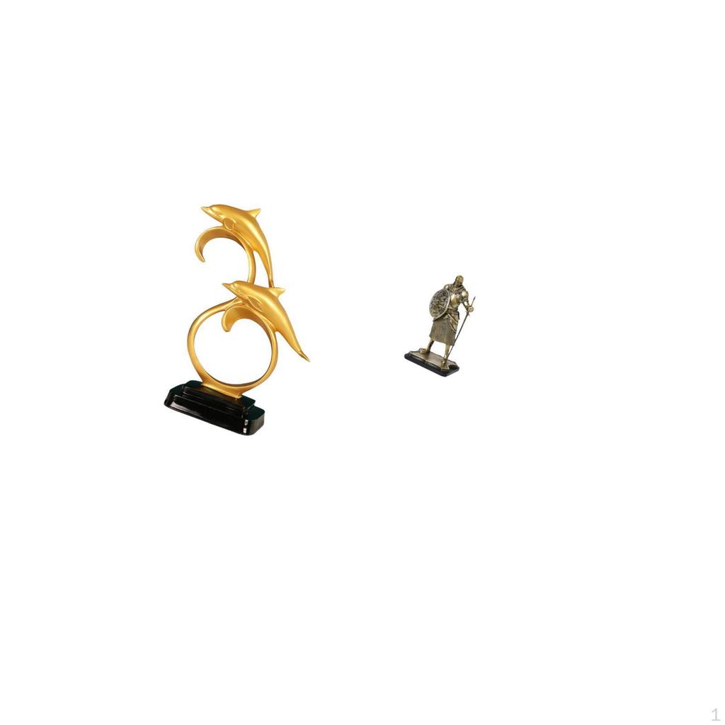 Modern Lifelike Dolphin Knight Figurine Sculpture Creative European Desktop Ornament for Home Office
