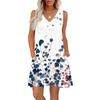 Women's Summer Dresses Loose Fit Printed V Neck Sleeveless Sundresses Beach Hawaiian Dress With Pockets
