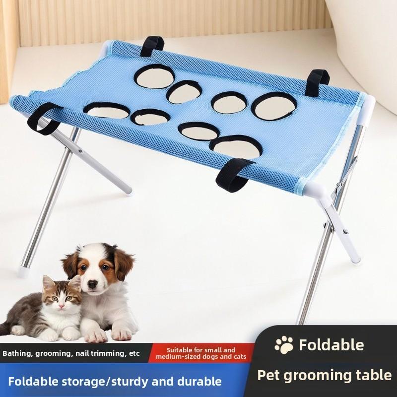 

Pet Grooming Hammock with Support Frame Hanging Harness Cats Nap Bed Dual-purpose Repairing Nails Fixed Cat Grooming Supplies синий