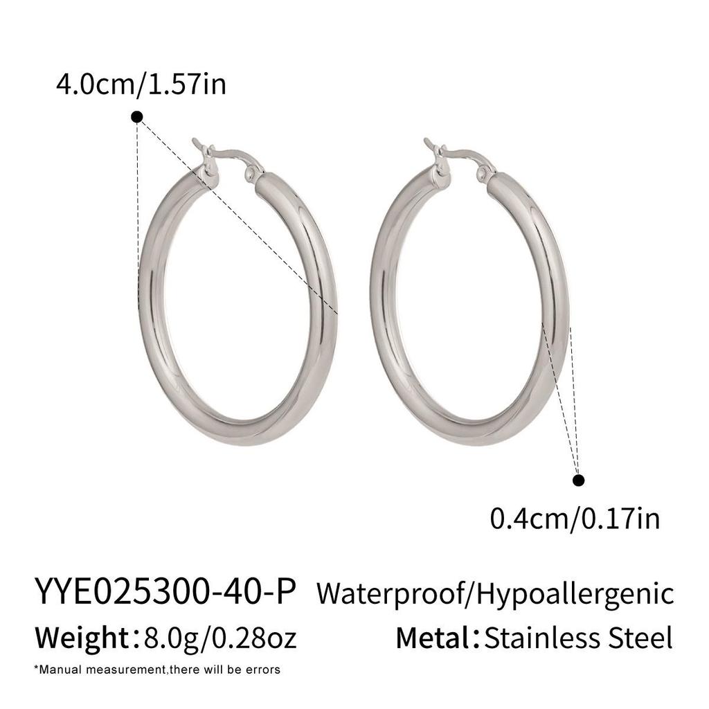 18K Gold-Plated Stainless Steel Circle Earrings: Elegant Japanese-Korean Style, Versatile Color-Preserving Design for Women.
