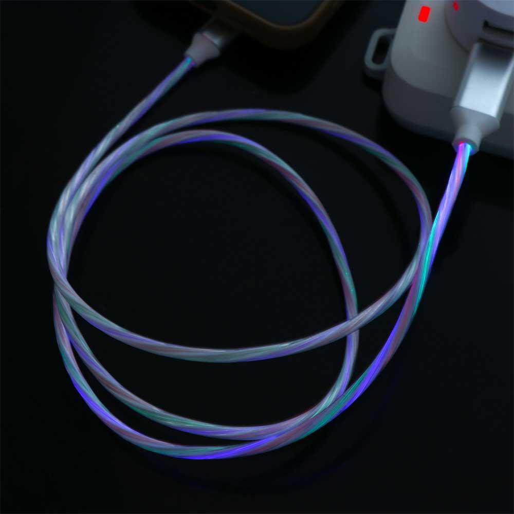Data Line Luminous Fast Charging Type C Micro USB Type C Data Cord Mobile Phone Charging Cables Charge Wire Glowing Cable
