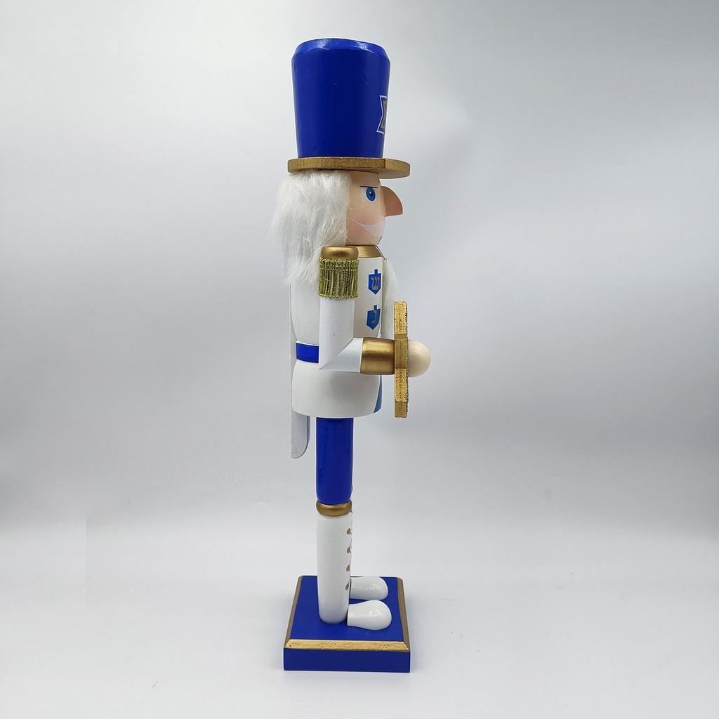 Wooden Nutcracker Figures Nutcracker Hanukkah Decor White And Blue Table Desktop Doll Ornament For Fireplace Window Tabletop