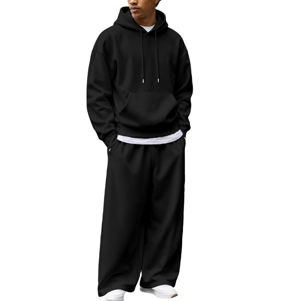 Ensemble sweat à capuche zippé et pantalon de jogging d'hiver pour homme - Tenue décontractée par temps froid