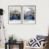 Navy Blue Golden Mountains Abstract Wall Art Canvas Painting Modern Nature Watercolor Artwork Prints Posters Living Room Decor