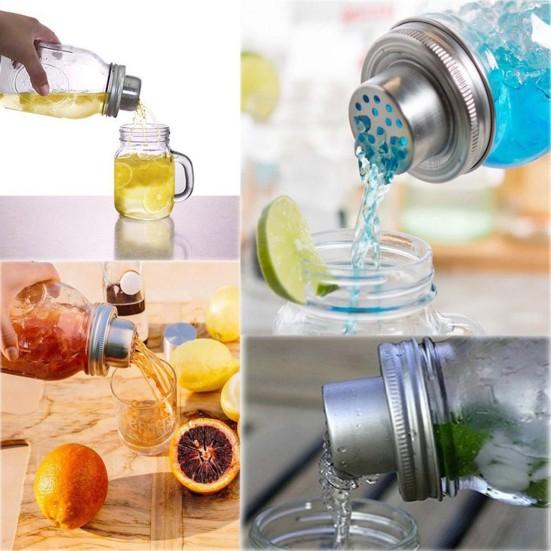 Mason Jar Shaker Lids Stainless Steel Seasoning Shaker Tops for Sugar
