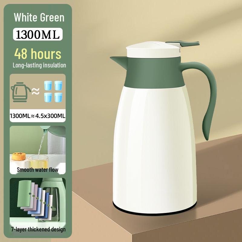 Large Capacity Insulated Glass Liner Thermos: Home, Dorm, Office Hot Water and Tea Pot