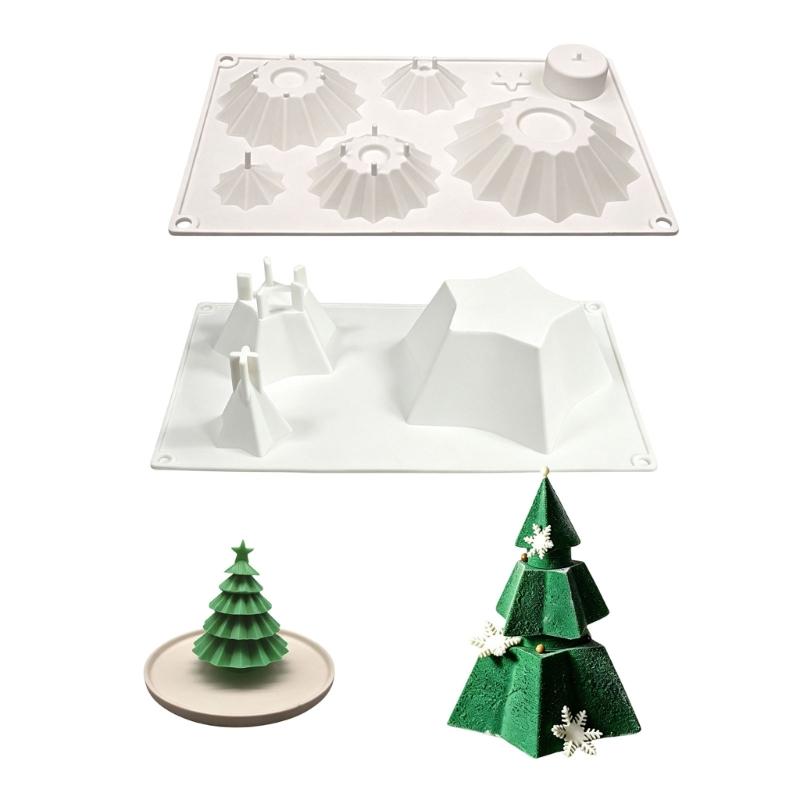 Festives Christmas Tree Shape Silicone Molds Baking Essential For Mousse Cakes Candle Making Nontoxic Easy Releases
