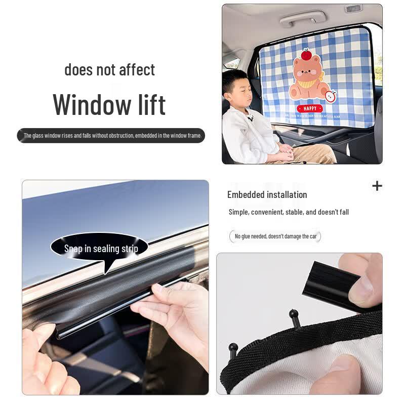 Cute Cartoon Sliding Car Window Sunshade