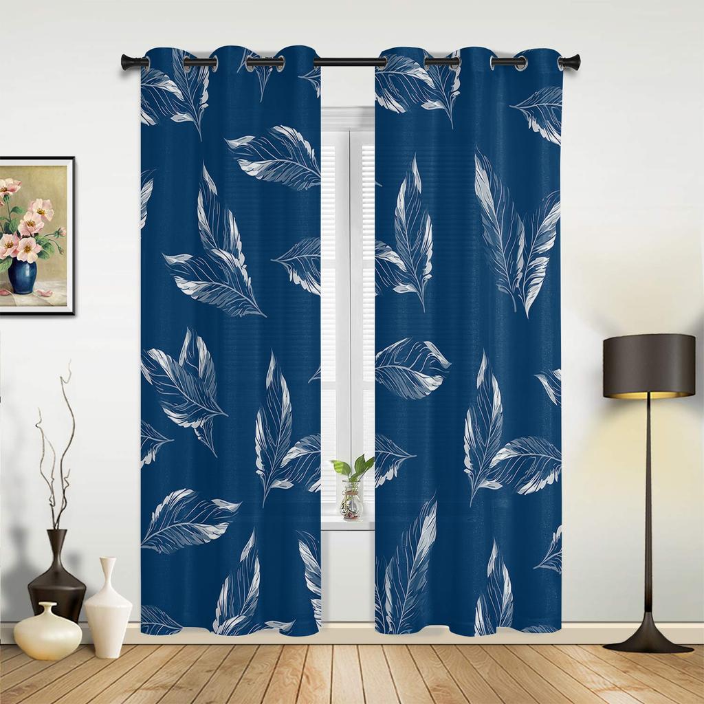 Leaves Hand Painted Watercolor Window Curtains for Living Room Bedroom Curtain Modern Kitchen Blinds Drapes Curtains