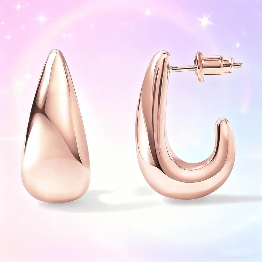 Fashionable Copper-Plated Teardrop Geometric Stud Earrings - Versatile Women's Gift