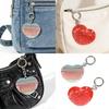 Chic Heart Style Pocket Comb Attached To Key Ring Sturdy Acetate Bag Hanging Ornament For Long Lasting Performances