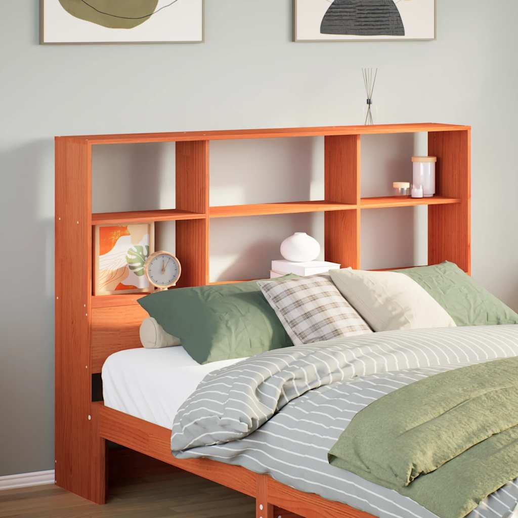 Headboard with Storage Space Wax Brown 135 Cm Solid Pine Wood