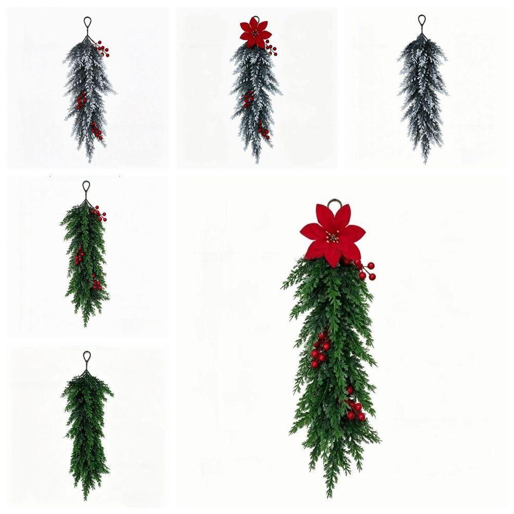 Poinsettia Berries Decor Christmas Wreath Plastic Christmas Wall Decorative Christmas Decor
