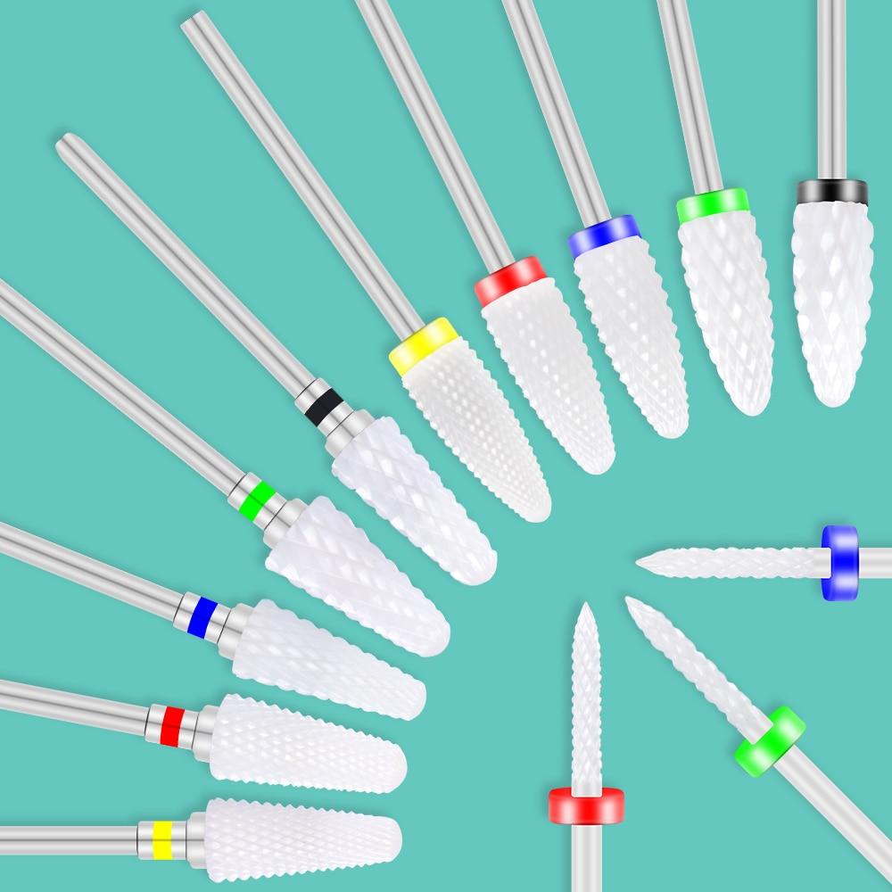 10PCS Milling Cutter For Manicure Set Ceramic Nail Drill Bits Cutters for Removing Gel Varnish Manicure Machine Accessories Mill