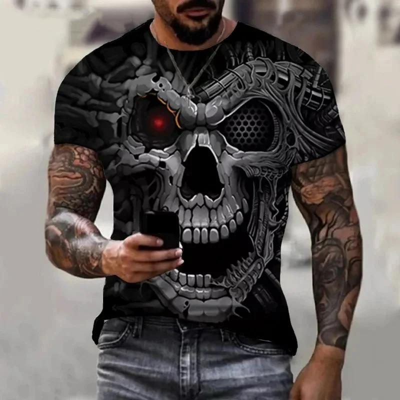 Мужские футболки Terror Skulls с 3D принтом скелета в стиле ужасов — фото 4
