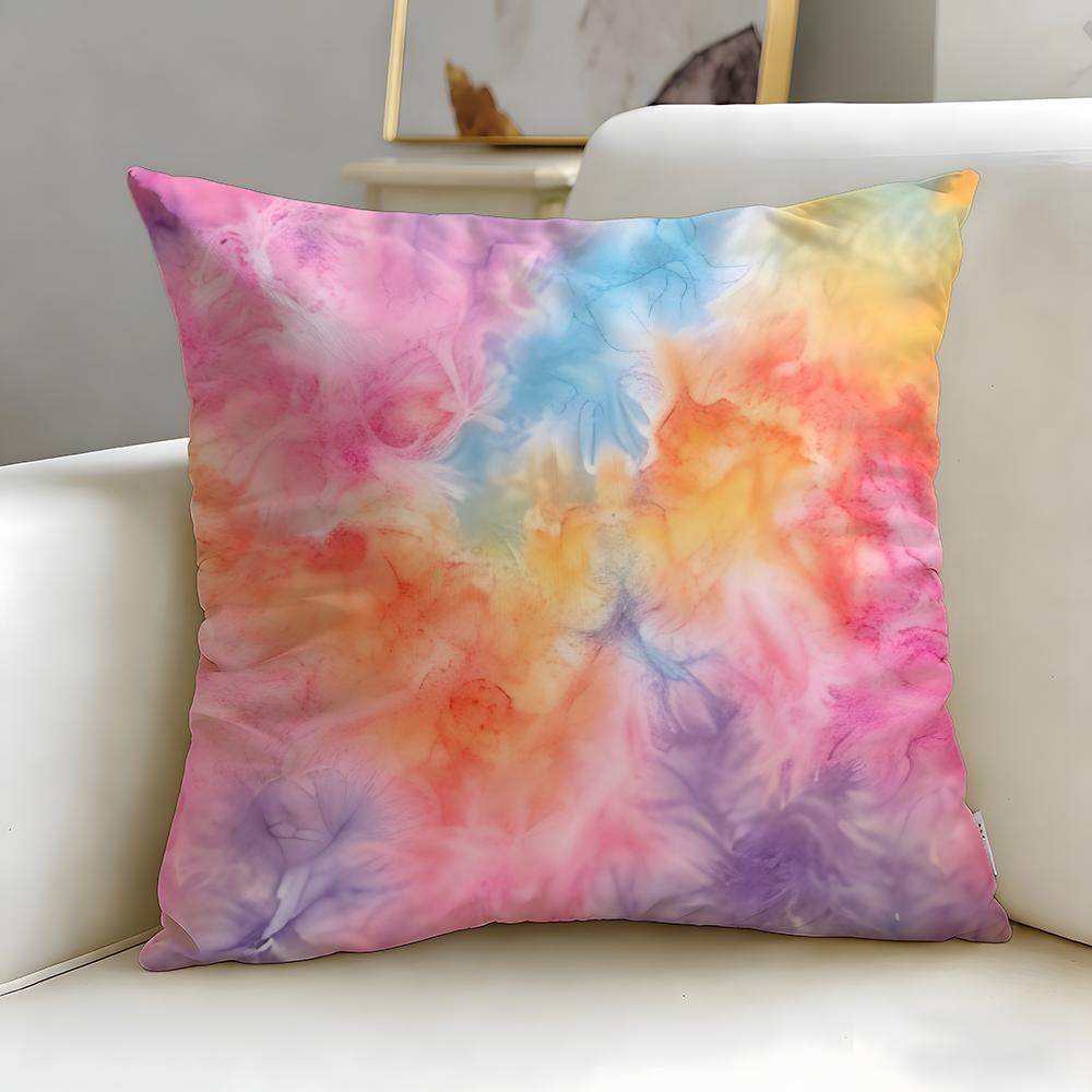 Tie Dye Pattern Cushion Cover Soft & Easy-Wash Pillow Case – Versatile For Couch, Bed, Travel And Office