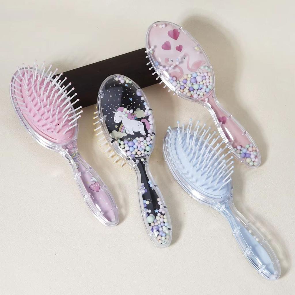 Niedlicher Cartoon-Kamm Kopfhautmassage Luftkissen Haarbürste Damenhaarkamm tragbares Werkzeug Speziell für Echthaarperücken