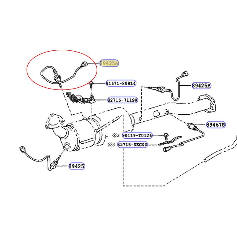 89425-71020 Middle / Second Exhaust Gas Temperature Sensor For Toyota HILUX MK7 2.5 D-4D 2KDFTV 2007-2015 3.0 1KDFTV 2005-2015