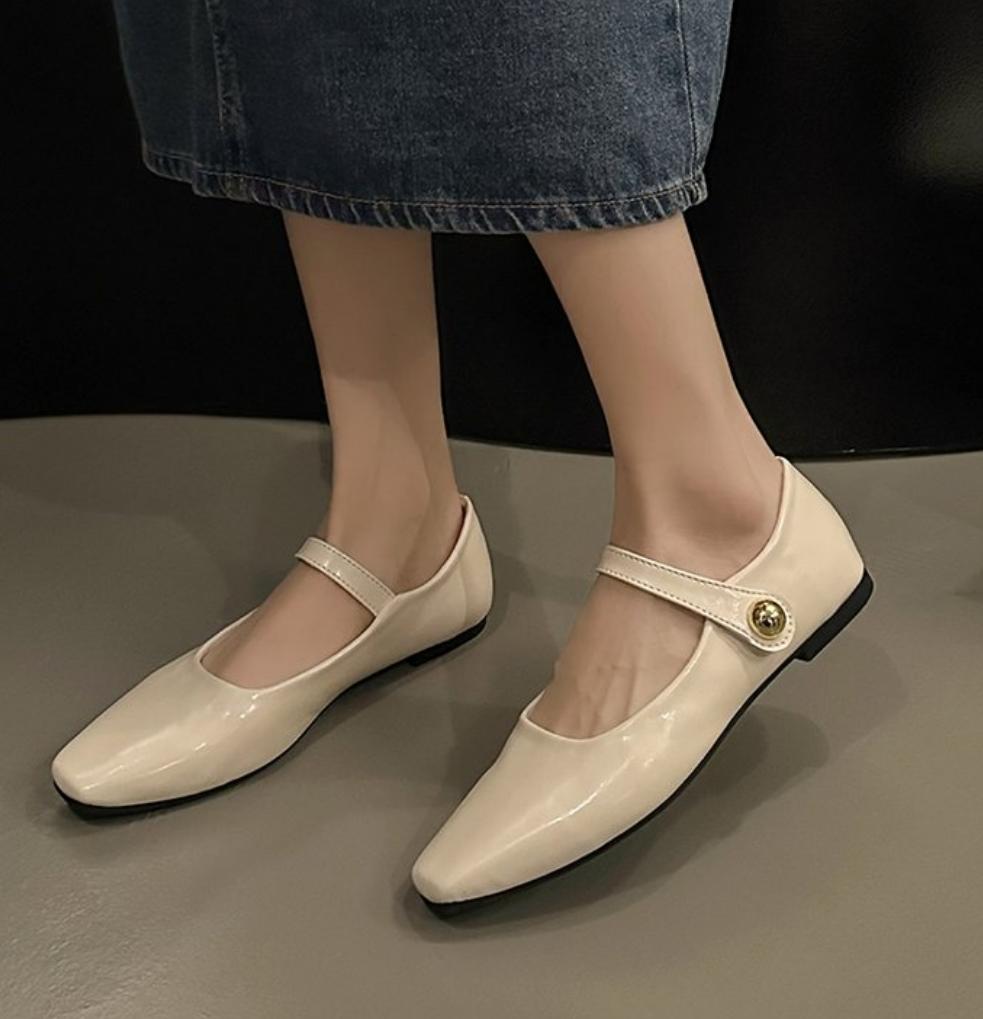 Fashion Retro women Simple Mary Jane Shoes Elegant Casual Flat Comfortable Ballerina Shoes Women's Soft-soled Shoes Chaussure
