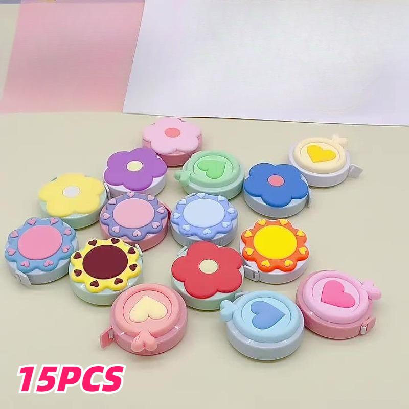 15pcs Mini Soft Measuring Tape Retractable Measuring Tape for Body Flexible Tape Measure Tailor Sewing Craft Cutting Ruler Tools