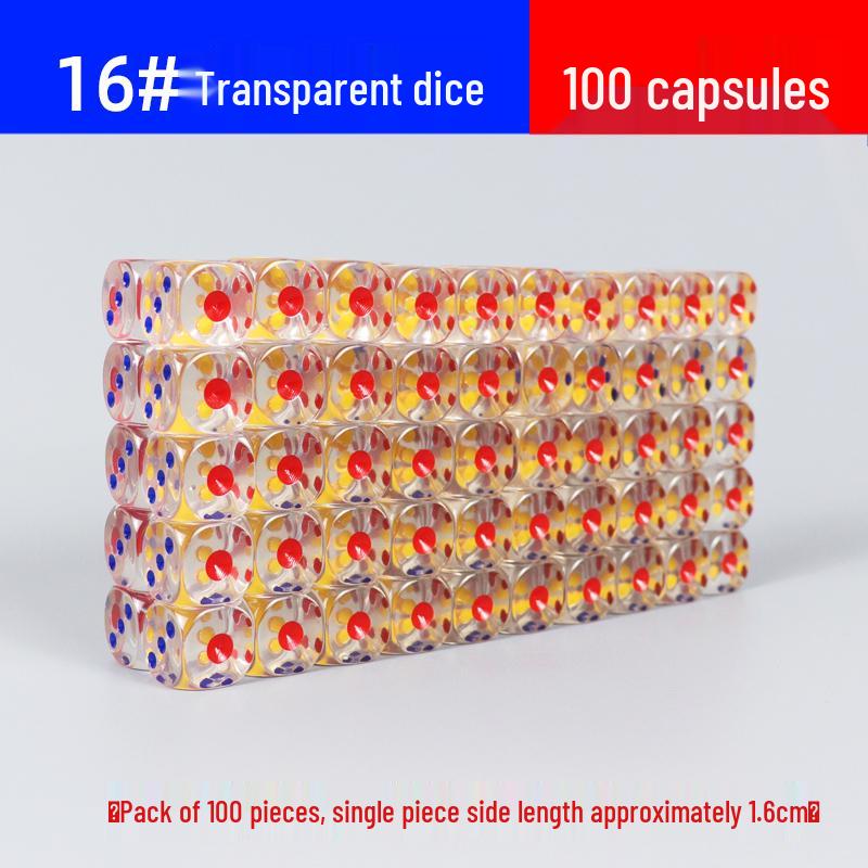 30mm Large Transparent Crystal Dice with Colored Pips for KTV, Bar, or Mahjong