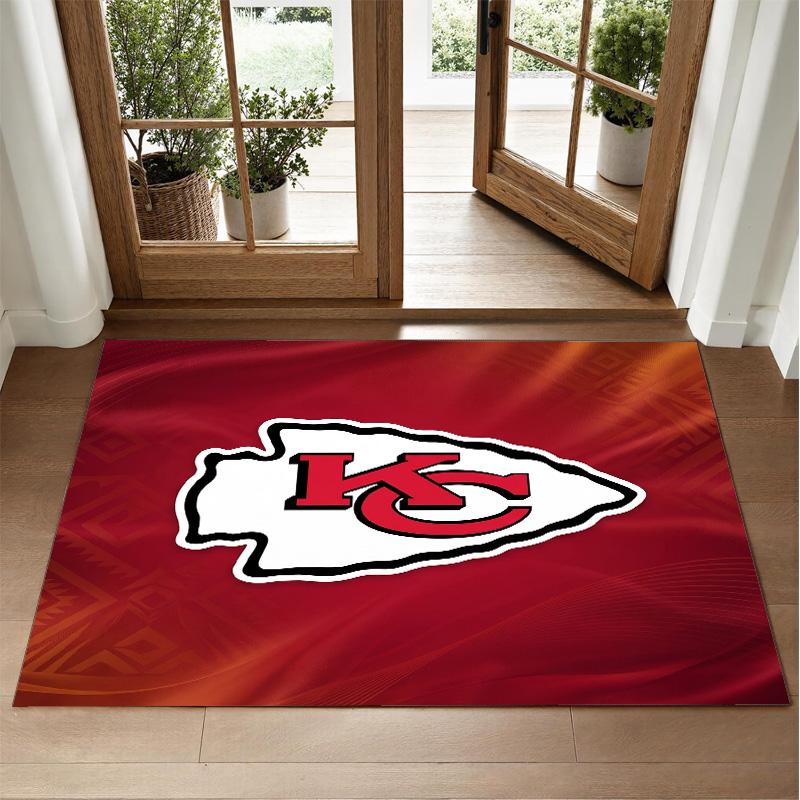 Kansas City Chiefs Design Crystal Velvet Rug Soft Decorative Mat for Bedroom Entrance