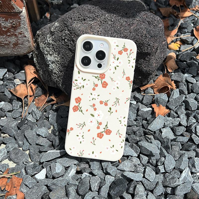 Phone Case For Samsung Galaxy S26 S25 Ultra Edge S24 S23 Plus S22 S21 S20 FE Small Floral Silicone Leather PU Shockproof Cases