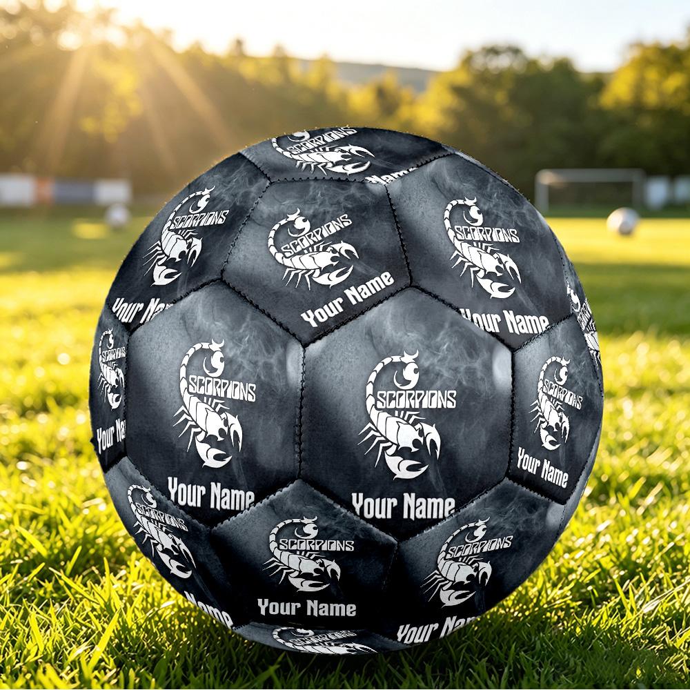 Scorpions Size 5 Football, Custom Name Text Personalized Soccer Ball Sport Training Gift