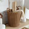 Modern Woven Laundry Basket Organizer Dirty Clothes Storage Bin Plastic Hamper for Living Room Use