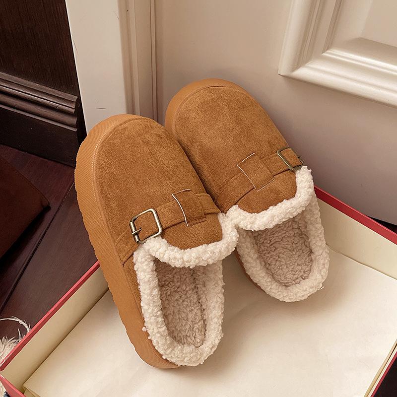 

Мужские и женские плюшевые тапочки - Теплые и теплые хлопковые зимние домашние тапочки с толстой подошвой, повседневная комнатная обувь 36
