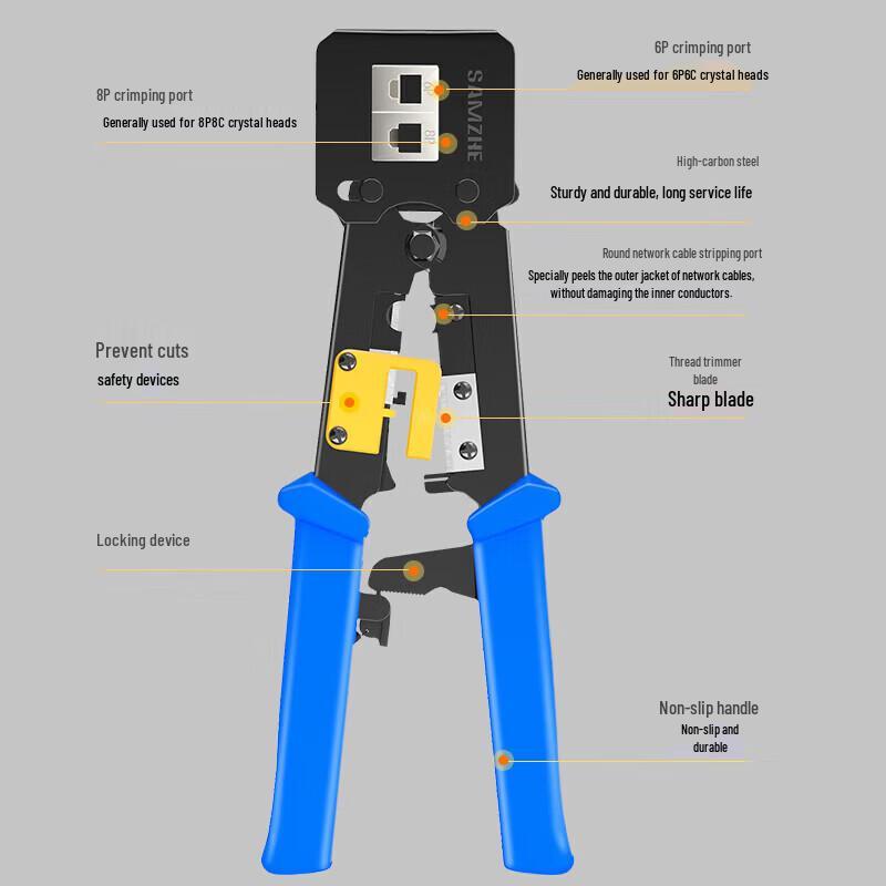 SAMZHE Pass-through Network Cable Crimping Tool