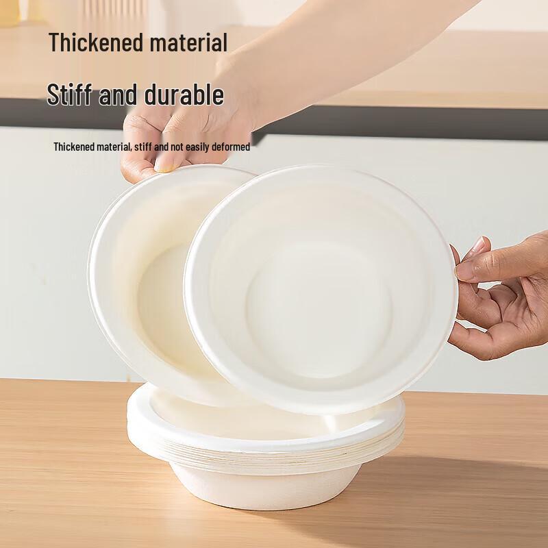 Temijia Biodegradable Sugarcane Pulp Disposable Bowls 350ml, 30-Pack