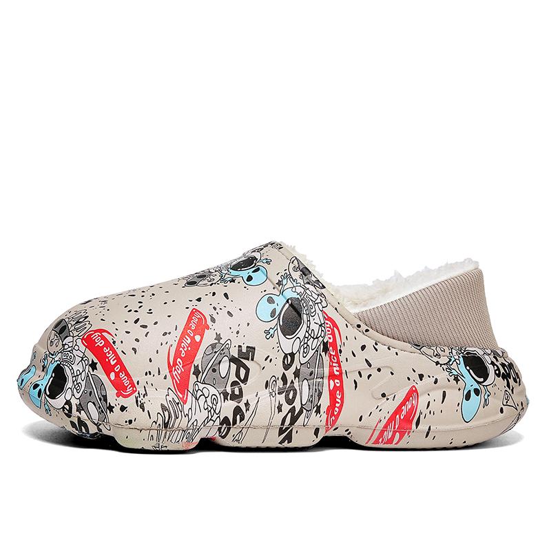 Fashion Man Slippers Flexible Platform Waterproof Comfortable Round Toe Slip-on Wear-Resistant Non-slip All-match Fashion Plus Velvet