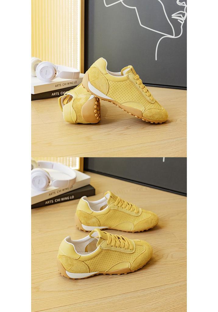 Women's Summer Cowhide German Training Shoes - Breathable, Comfortable, Lace-up, Soft Sole, Versatile Casual Sports Sneakers
