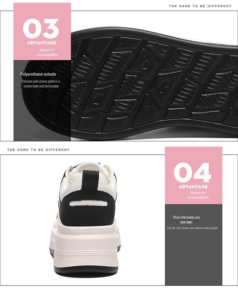 Adidași cu platformă din piele naturală pentru femei - Antiderapanți, Ușori, Casual, Versatili, Albi pentru Primăvara și Toamna 2024.