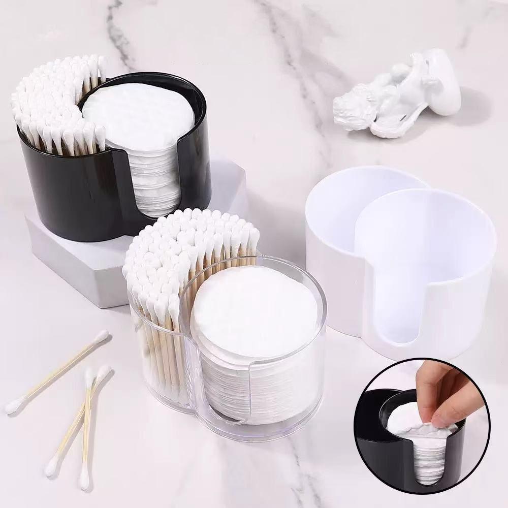 Q-Tip Holder Dispenser, 2-Section Bathroom Canister - Q-Tips, Cotton Pad & Ball Holder, Dustproof Cotton Rounds Holder