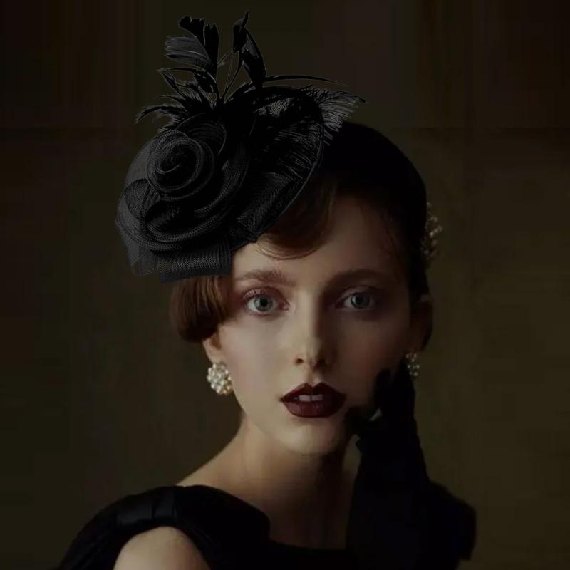 British Styles Women's Fascinator Beautiful Linen Brida Headwears Delicate Hat Adornment For Stylish Appearance