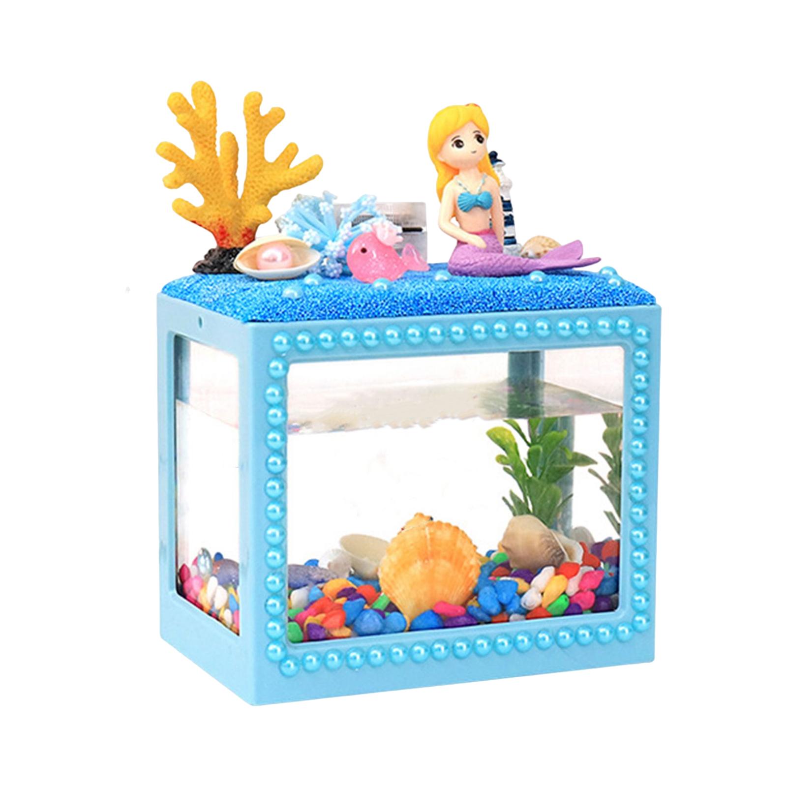 

DIY Aquarium for Kids Handmade Toy Small Fish Tank Desktop Decoration Micro Blocks Ornament Christmas & Birthday Gift